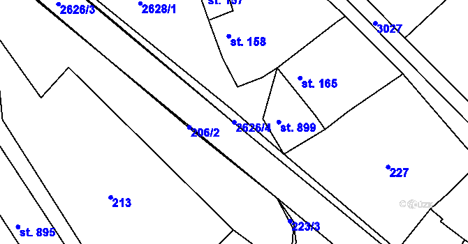 Parcela st. 2626/4 v KÚ Luby I, Katastrální mapa