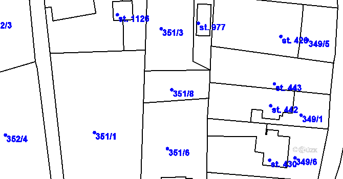 Parcela st. 351/8 v KÚ Luby I, Katastrální mapa