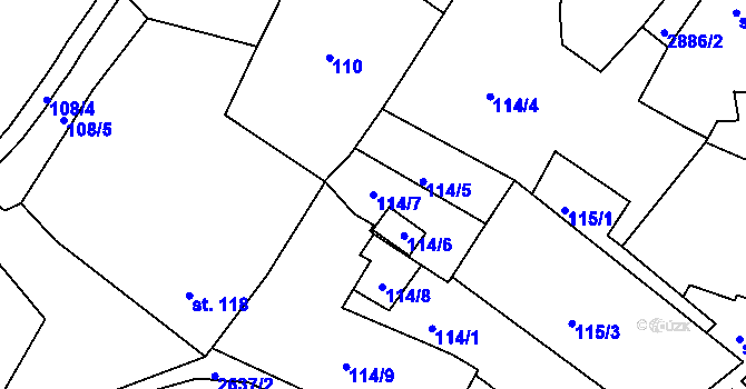 Parcela st. 114/7 v KÚ Luby I, Katastrální mapa