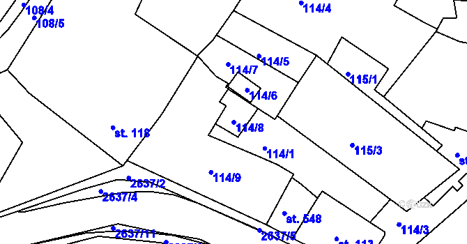 Parcela st. 114/8 v KÚ Luby I, Katastrální mapa