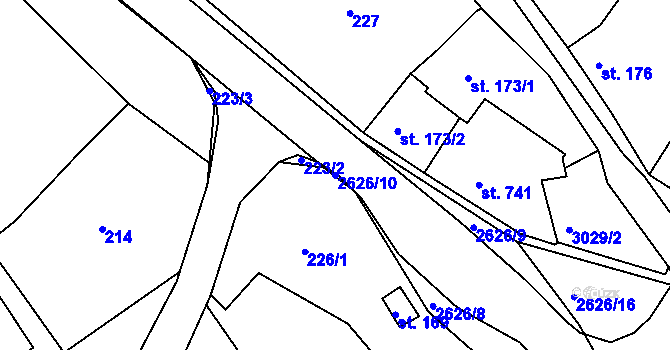 Parcela st. 2626/10 v KÚ Luby I, Katastrální mapa