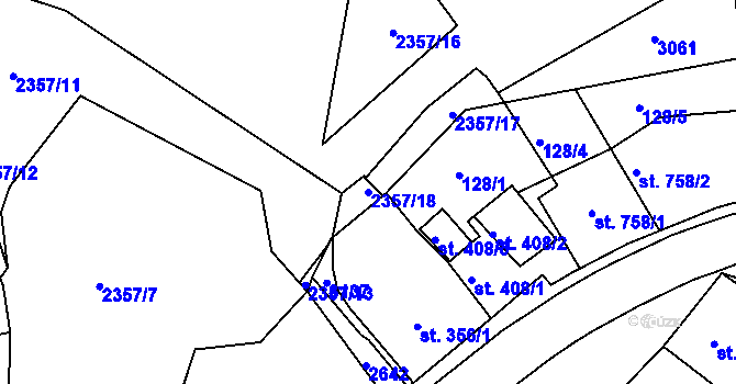 Parcela st. 2357/18 v KÚ Luby I, Katastrální mapa