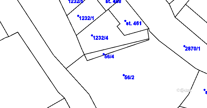 Parcela st. 56/4 v KÚ Luby I, Katastrální mapa