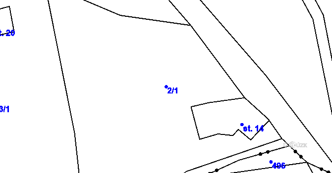 Parcela st. 2/1 v KÚ Luby II, Katastrální mapa