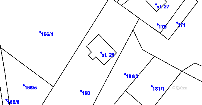 Parcela st. 25 v KÚ Horní Maxov, Katastrální mapa