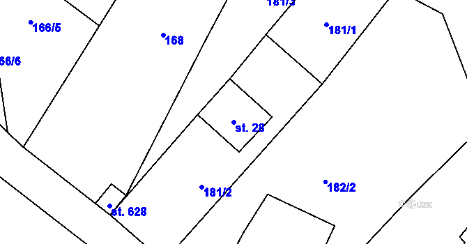 Parcela st. 28 v KÚ Horní Maxov, Katastrální mapa