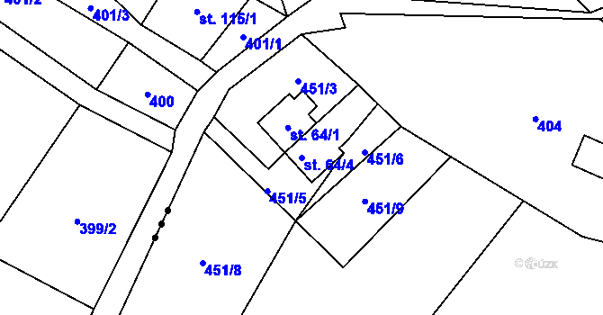 Parcela st. 64/4 v KÚ Horní Maxov, Katastrální mapa