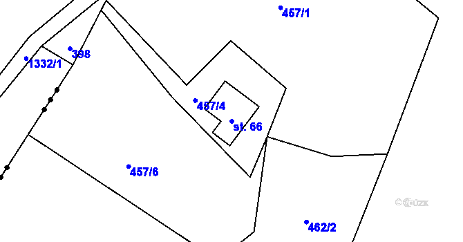 Parcela st. 66 v KÚ Horní Maxov, Katastrální mapa