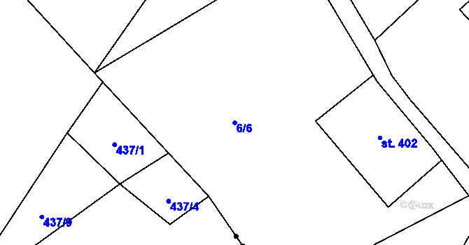 Parcela st. 6/6 v KÚ Horní Maxov, Katastrální mapa