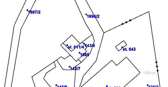 Parcela st. 143/6 v KÚ Horní Maxov, Katastrální mapa