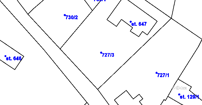 Parcela st. 727/3 v KÚ Horní Maxov, Katastrální mapa