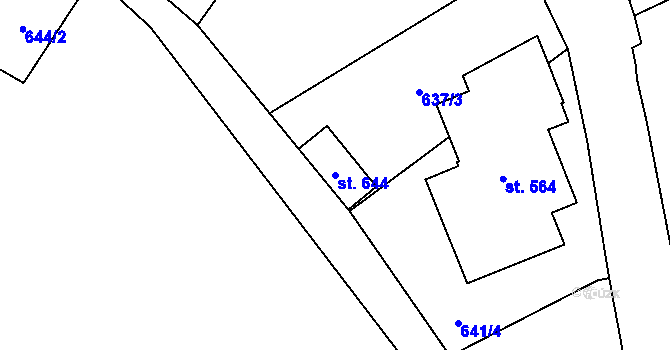 Parcela st. 644 v KÚ Horní Maxov, Katastrální mapa