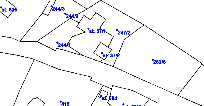 Parcela st. 37/2 v KÚ Horní Maxov, Katastrální mapa