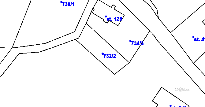 Parcela st. 732/2 v KÚ Horní Maxov, Katastrální mapa