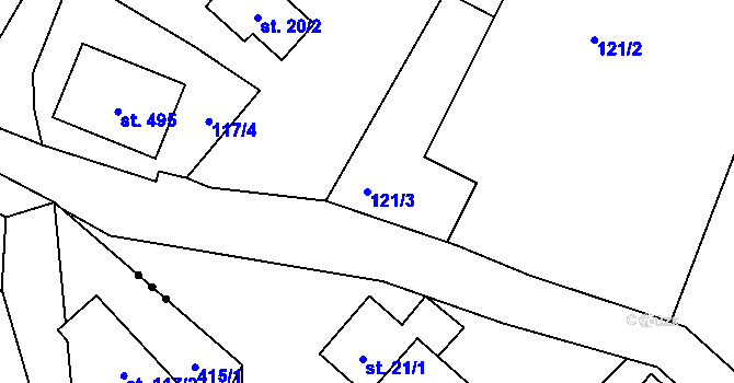 Parcela st. 121/3 v KÚ Horní Maxov, Katastrální mapa
