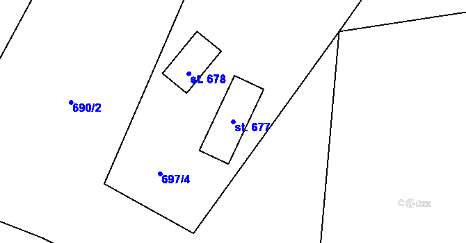 Parcela st. 677 v KÚ Horní Maxov, Katastrální mapa