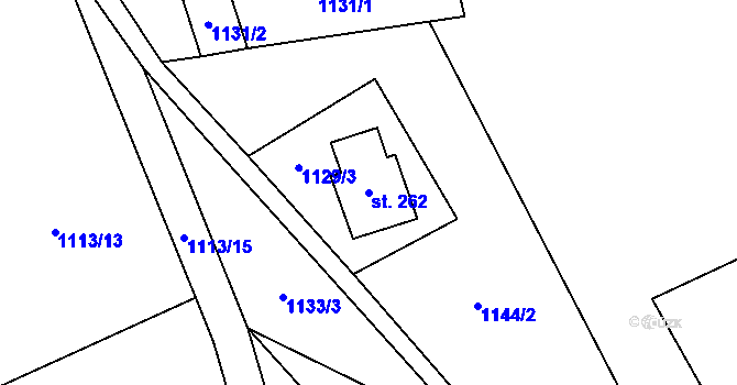 Parcela st. 262 v KÚ Jindřichov nad Nisou, Katastrální mapa
