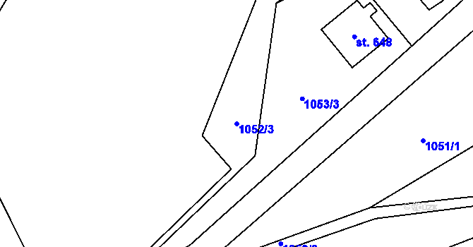 Parcela st. 1052/3 v KÚ Jindřichov nad Nisou, Katastrální mapa