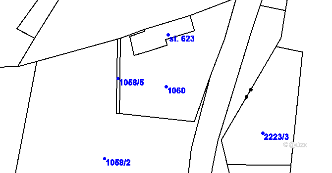 Parcela st. 1060 v KÚ Jindřichov nad Nisou, Katastrální mapa