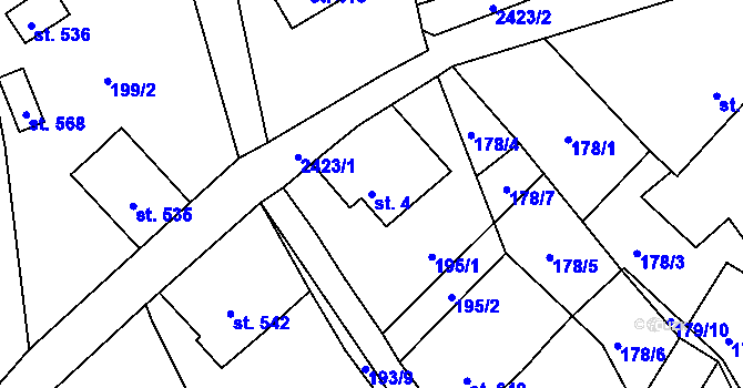 Parcela st. 4 v KÚ Lučany nad Nisou, Katastrální mapa