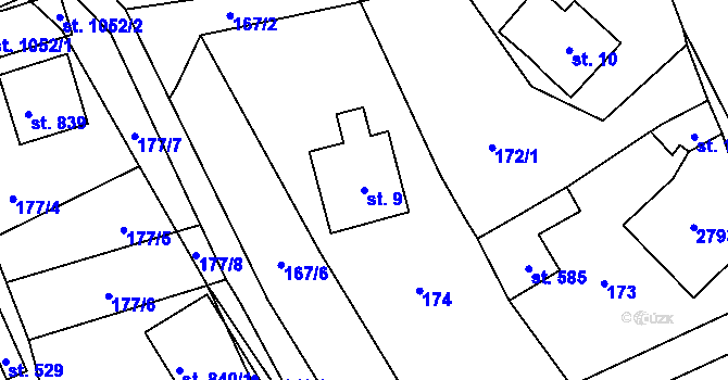 Parcela st. 9 v KÚ Lučany nad Nisou, Katastrální mapa