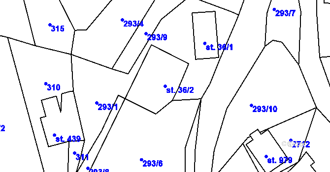 Parcela st. 36/2 v KÚ Lučany nad Nisou, Katastrální mapa