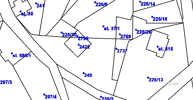 Parcela st. 37/2 v KÚ Lučany nad Nisou, Katastrální mapa