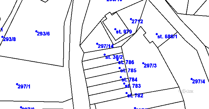 Parcela st. 38/2 v KÚ Lučany nad Nisou, Katastrální mapa