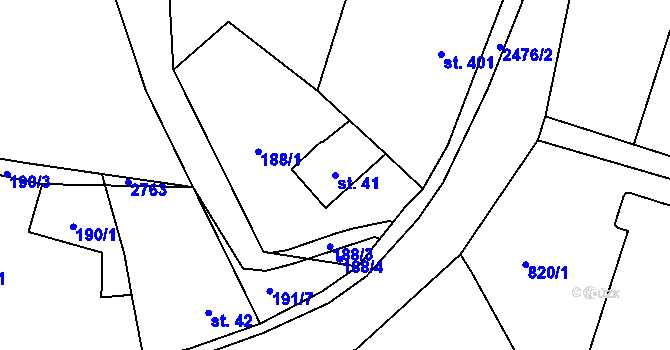 Parcela st. 41 v KÚ Lučany nad Nisou, Katastrální mapa