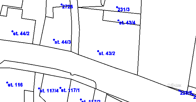 Parcela st. 43/2 v KÚ Lučany nad Nisou, Katastrální mapa