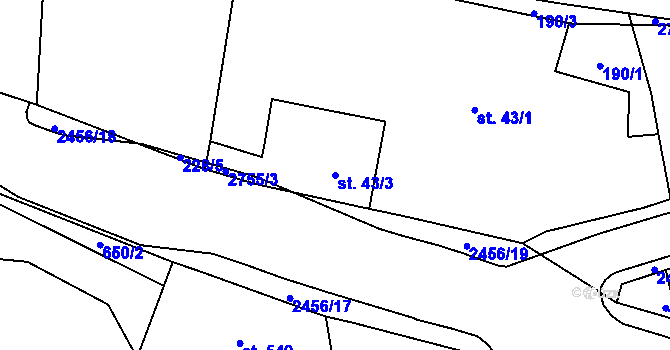 Parcela st. 43/3 v KÚ Lučany nad Nisou, Katastrální mapa