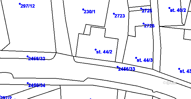 Parcela st. 44/2 v KÚ Lučany nad Nisou, Katastrální mapa