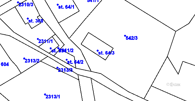 Parcela st. 64/3 v KÚ Lučany nad Nisou, Katastrální mapa