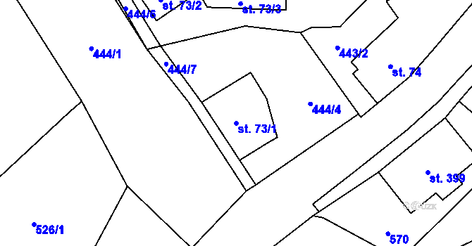Parcela st. 73/1 v KÚ Lučany nad Nisou, Katastrální mapa