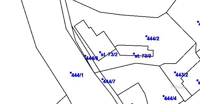 Parcela st. 73/2 v KÚ Lučany nad Nisou, Katastrální mapa