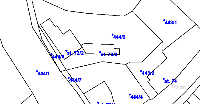 Parcela st. 73/3 v KÚ Lučany nad Nisou, Katastrální mapa