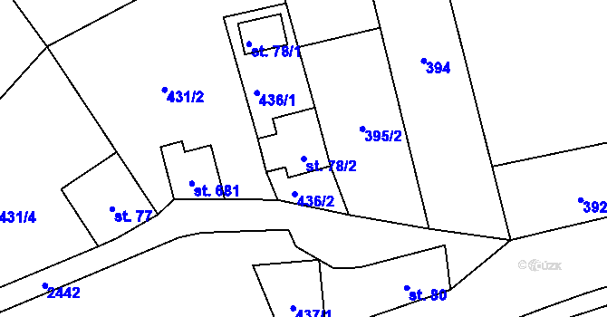Parcela st. 78/2 v KÚ Lučany nad Nisou, Katastrální mapa