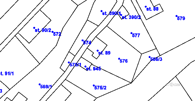 Parcela st. 89 v KÚ Lučany nad Nisou, Katastrální mapa