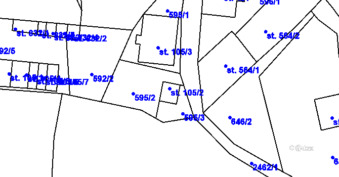 Parcela st. 105/2 v KÚ Lučany nad Nisou, Katastrální mapa