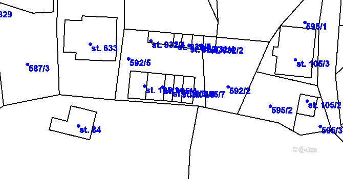 Parcela st. 105/5 v KÚ Lučany nad Nisou, Katastrální mapa