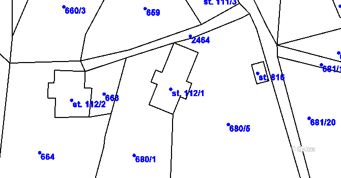 Parcela st. 112/1 v KÚ Lučany nad Nisou, Katastrální mapa