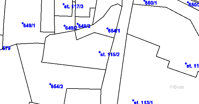 Parcela st. 115/2 v KÚ Lučany nad Nisou, Katastrální mapa
