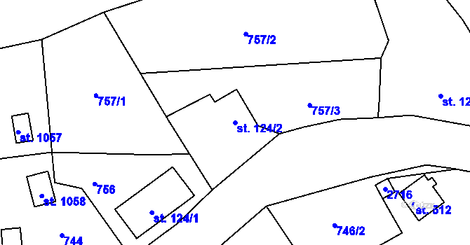 Parcela st. 124/2 v KÚ Lučany nad Nisou, Katastrální mapa
