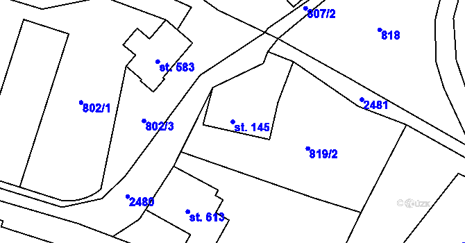 Parcela st. 145 v KÚ Lučany nad Nisou, Katastrální mapa