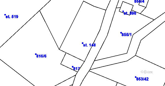 Parcela st. 148 v KÚ Lučany nad Nisou, Katastrální mapa