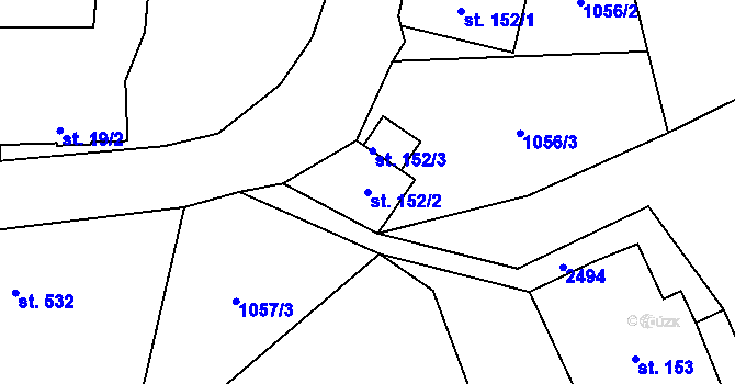 Parcela st. 152/2 v KÚ Lučany nad Nisou, Katastrální mapa