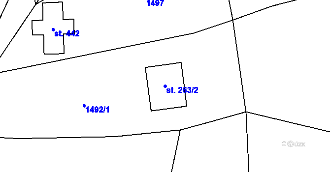 Parcela st. 263/2 v KÚ Lučany nad Nisou, Katastrální mapa