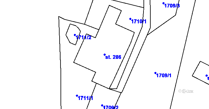 Parcela st. 286 v KÚ Lučany nad Nisou, Katastrální mapa