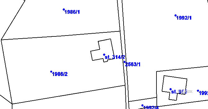 Parcela st. 314/2 v KÚ Lučany nad Nisou, Katastrální mapa