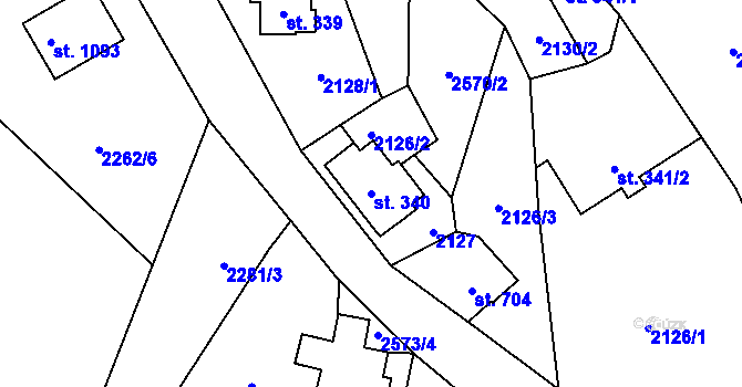 Parcela st. 340 v KÚ Lučany nad Nisou, Katastrální mapa
